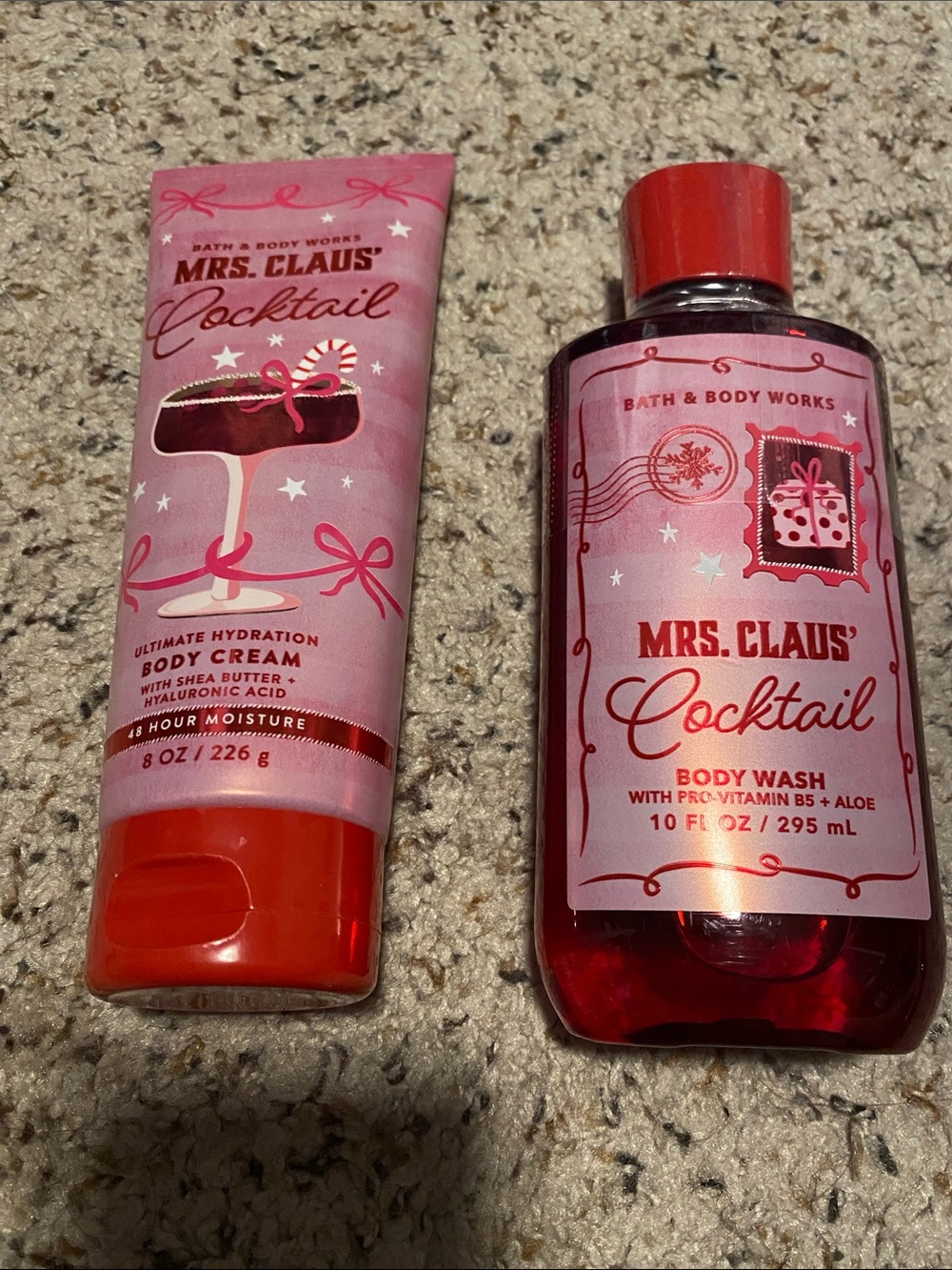 Bath & Body Works Mrs. Claus' Cocktail Pink & Red Body Wash and Cream Set